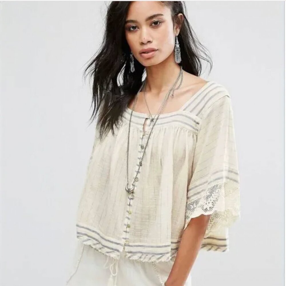 Free People "See Saw" Peasant Top Size S